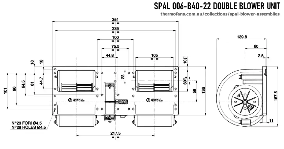 Ventilator cu Tambur Dublu SPAL 006-B40-22 – Forță și Fiabilitate - imagine 2