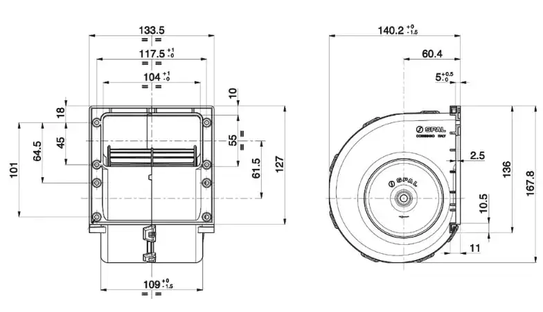 Ventilator cu Tambur Simplu SPAL 006-B29-26D – Performanță Compactă la 24V - imagine 3