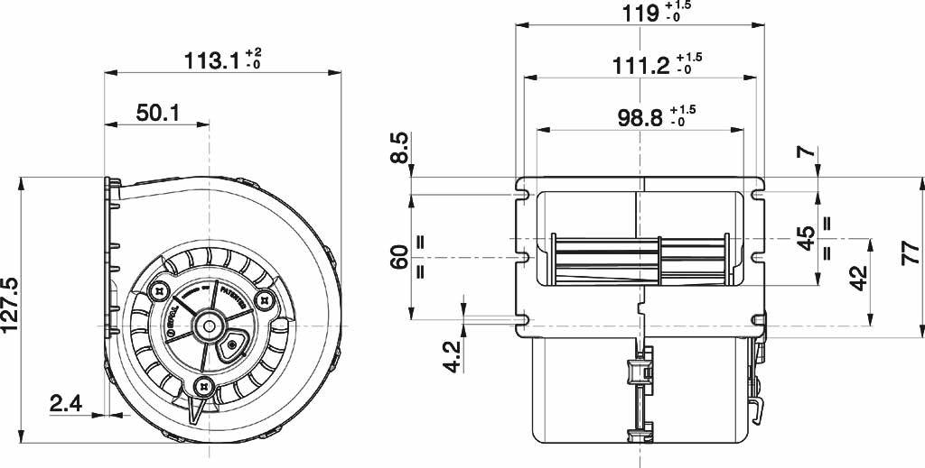 Ventilator cu Tambur Simplu SPAL 008-B100-93D – Control și Putere la 24V - imagine 2