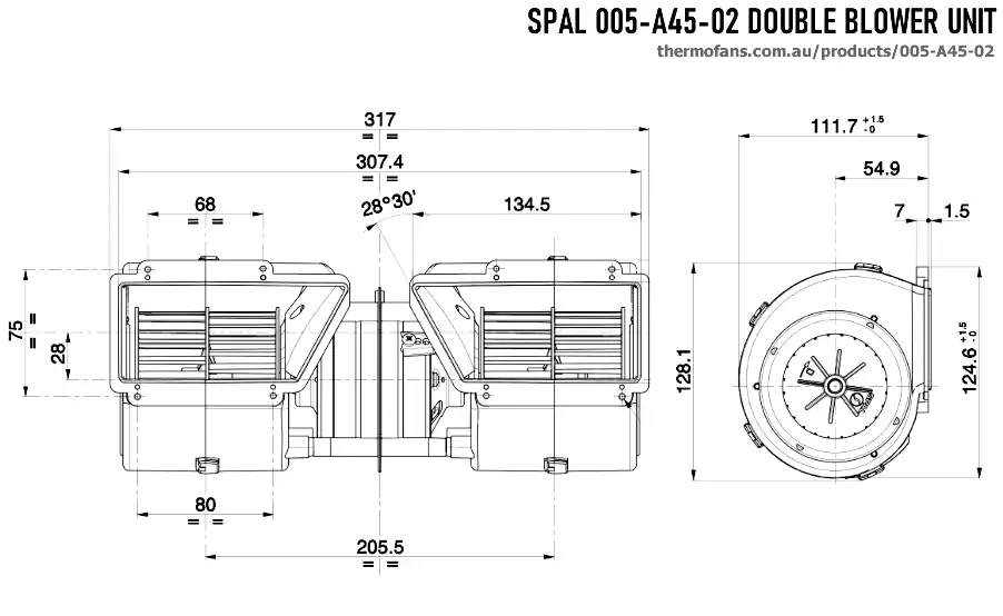 🌬️ Ventilator cu Tambur Dublu SPAL 005-A45-02 – Performanță la 12V - imagine 3