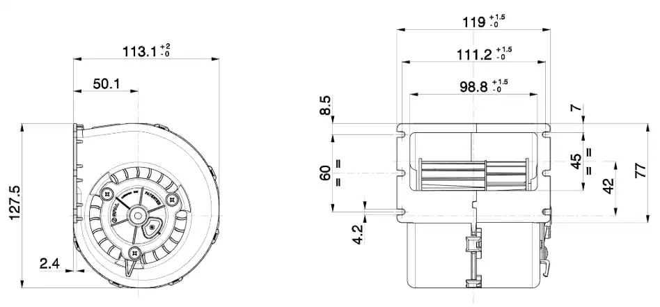 Ventilator cu Tambur Simplu SPAL 008-A100-93D – Control și Eficiență la 12V - imagine 4
