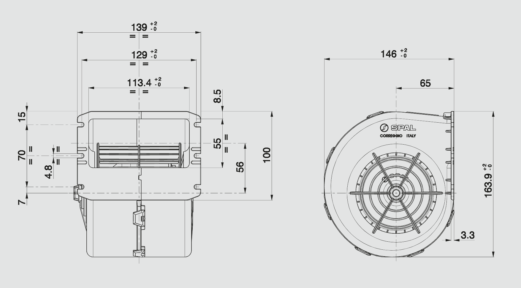 Ventilator cu Tambur Simplu SPAL 010-A70-74D – Forță la 12V - imagine 5